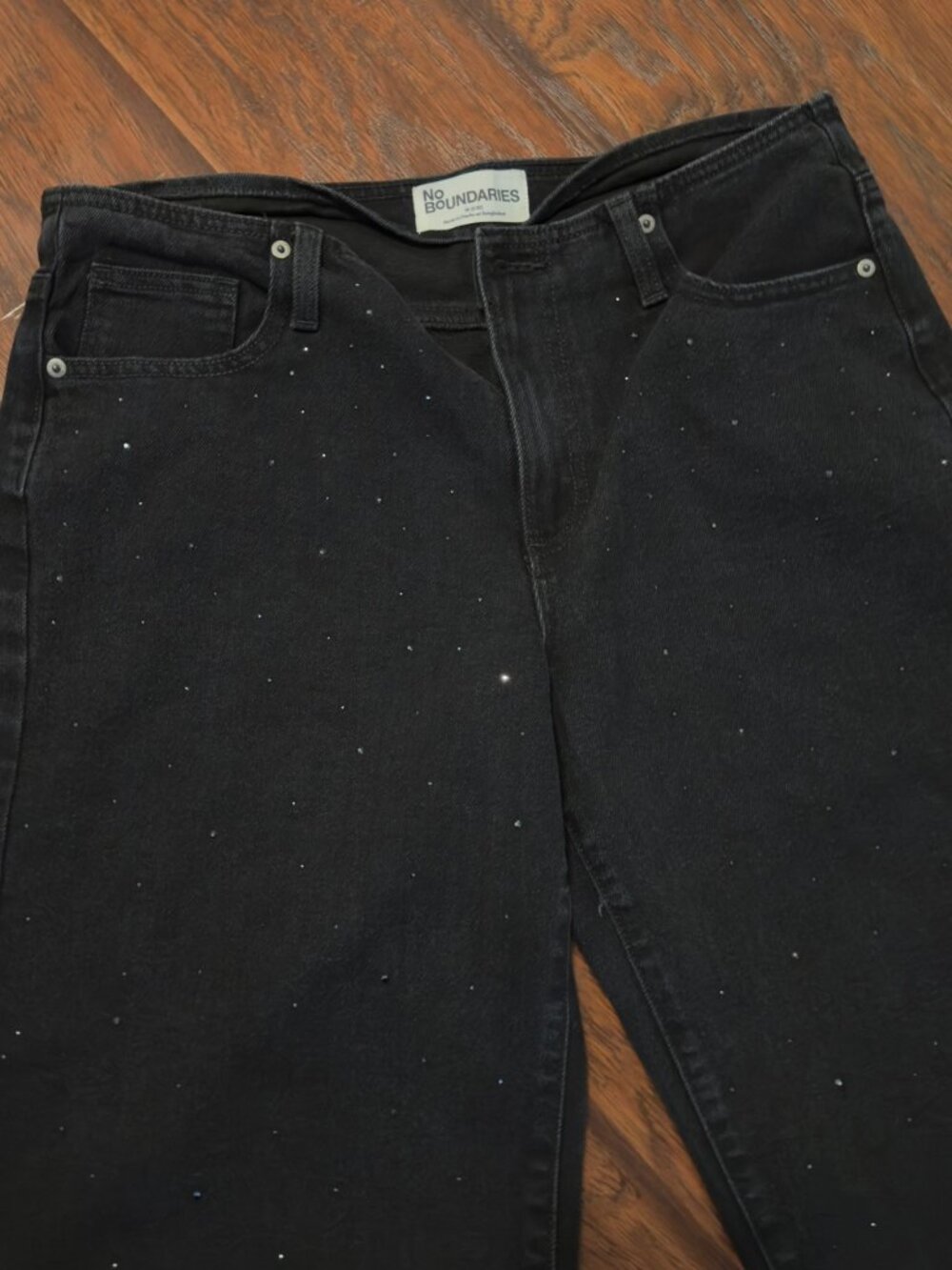 No Boundaries Black Rhinestone Jeans Womens M 8-10 Sparkle Denim